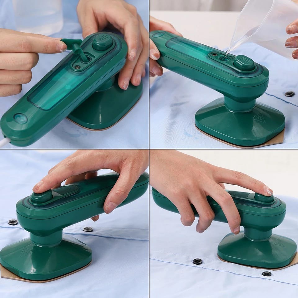 Professional micro steam iron emerald green body