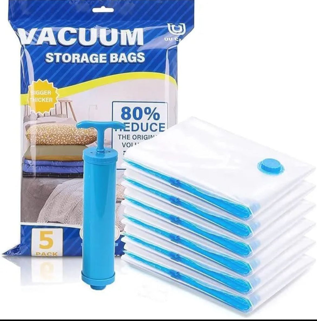 Vacuum storage bags set with hand pump